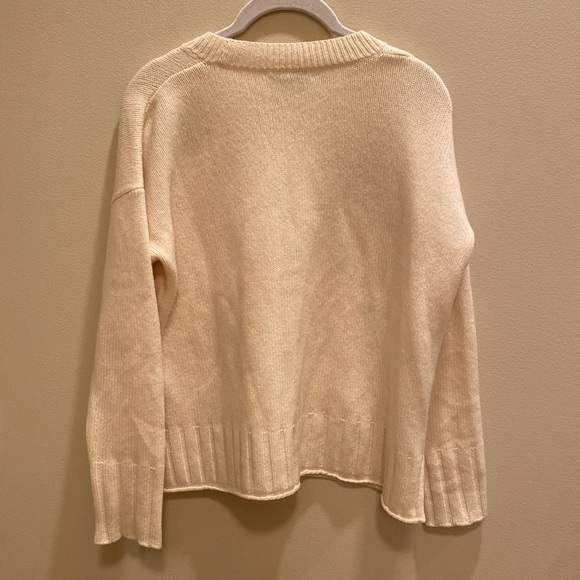 Madewell Cream Merino Wool Boxy L/S Gold Star Sweater Size SMALL *Small Flaw - Picture 8 of 10